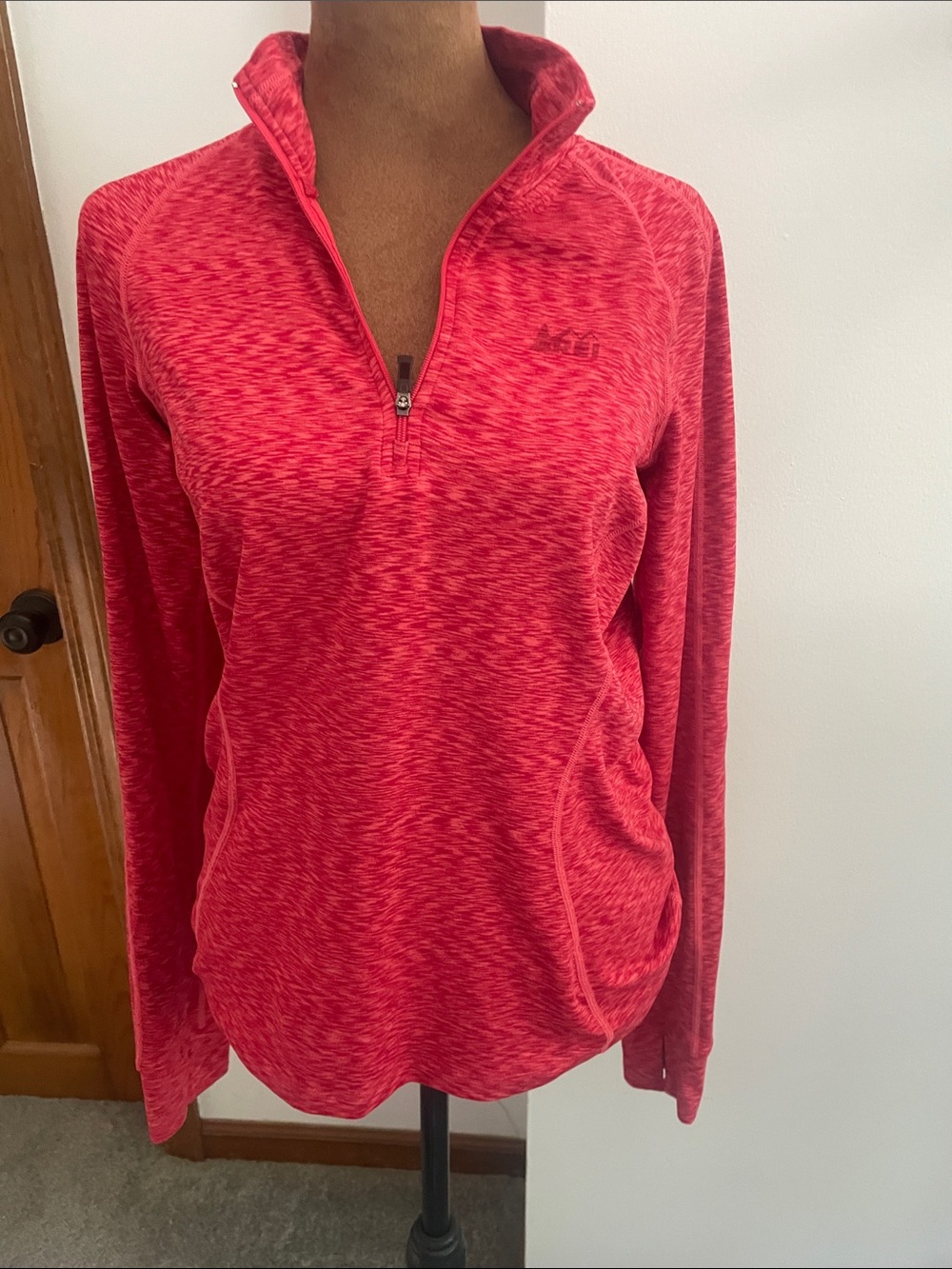 REI Red Heathered Quarter-Zip Pullover